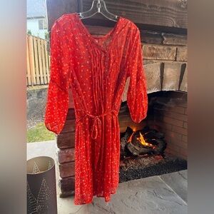 Old Navy Cute Knee High Orange Print Lined Dress Large